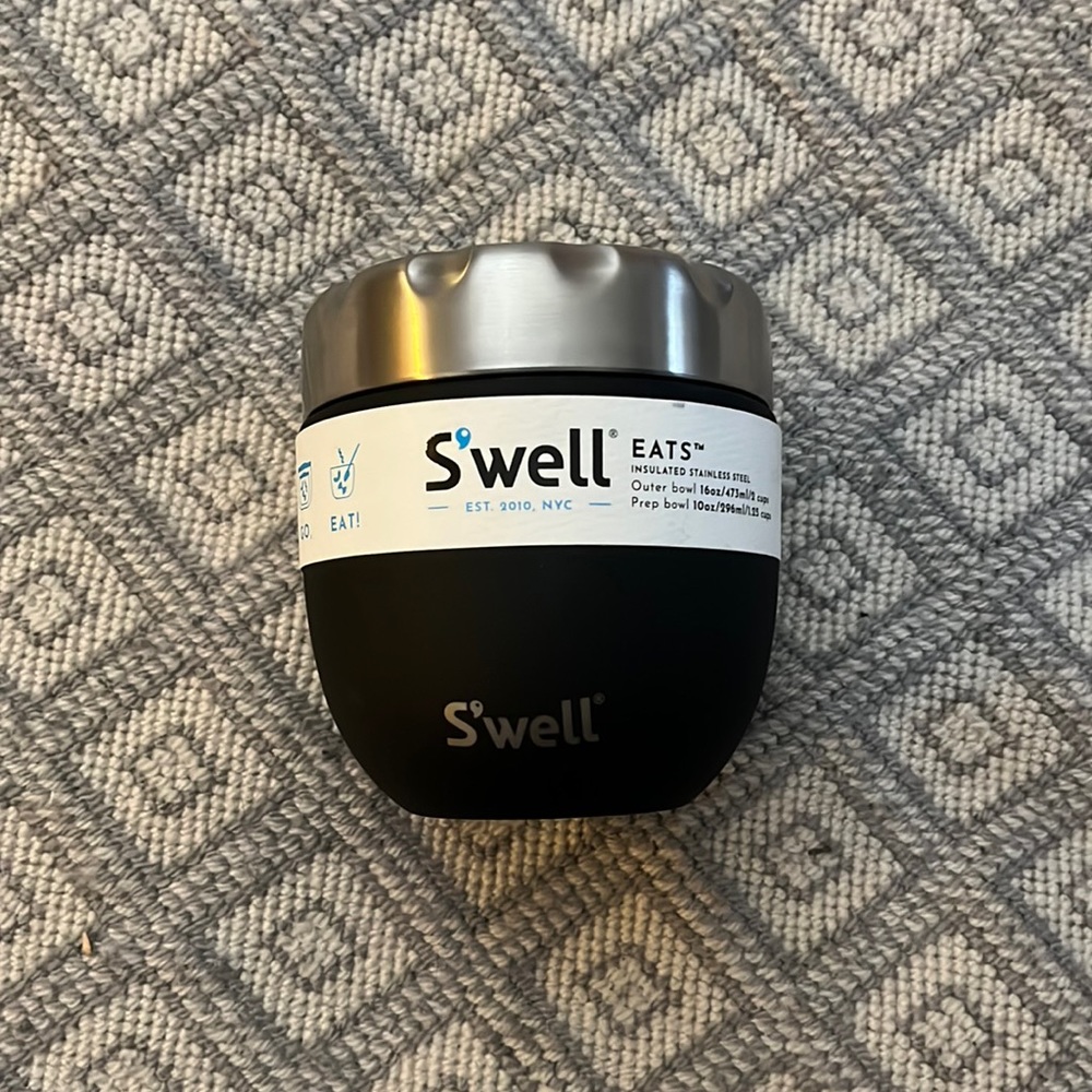 S’well Eats 16 oz black with prep bowl onyx new